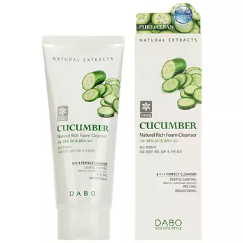 DABO Пенка для умывания освежающая c экстрактом огурца Cucumber Natural Rich Foam Cleanser