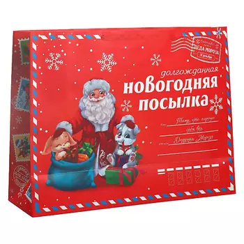 ДАРИТЕ СЧАСТЬЕ Пакет ламинированный горизонтальный "НГ посылка"