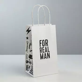 ДАРИТЕ СЧАСТЬЕ Пакет подарочный крафт, упаковка, "For real man"