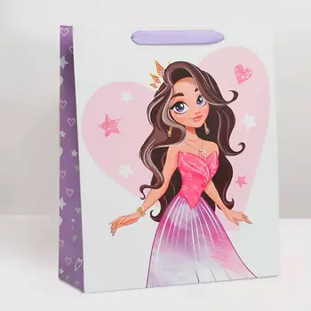 ДАРИТЕ СЧАСТЬЕ Пакет подарочный ламинированный вертикальный, упаковка, "Принцесса"