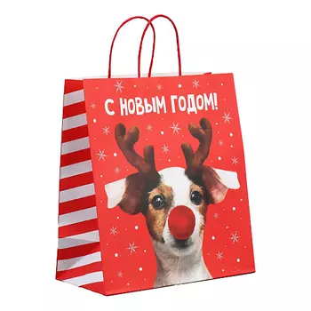ДАРИТЕ СЧАСТЬЕ Пакет подарочный новогодний крафтовый «Олень ты»