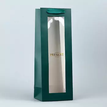 ДАРИТЕ СЧАСТЬЕ Пакет подарочный под бутылку, упаковка, "Present"