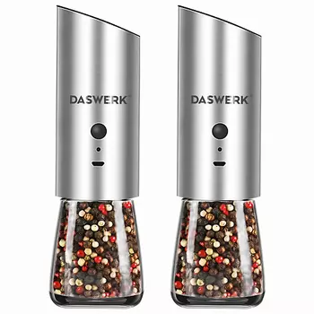 DASWERK Набор гравитационных мельниц для соли и специй, электрические