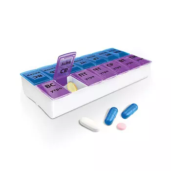 DASWERK Таблетница - контейнер для лекарств и витаминов "7 дней/2 приема"