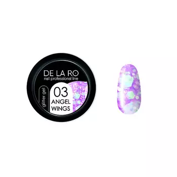 DE LA RO Глиттер гель для ногтей Angel Wings