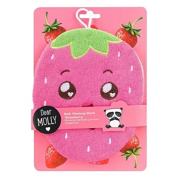 ЛЭТУАЛЬ DEAR MOLLY Мочалка-варежка для тела "Клубничка" Bath Washing Glove Strawberry