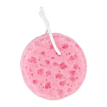 DECO. Губка для тела со шнурком розовая (круглая)