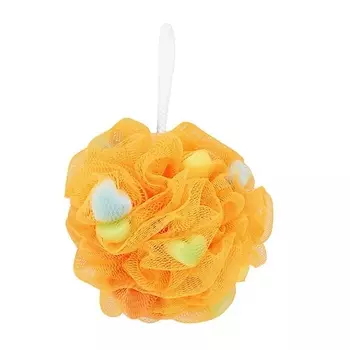 DECO. Мочалка-шар для тела синтетическая оранжевая (hearts)