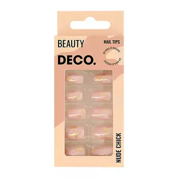 DECO. Набор накладных ногтей NUDE CHICK pink marble
