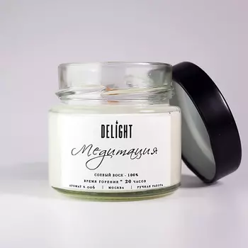 DELIGHT DELGHT Свеча ароматическая с деревянным фитилем для дома "Медитация" 100.0