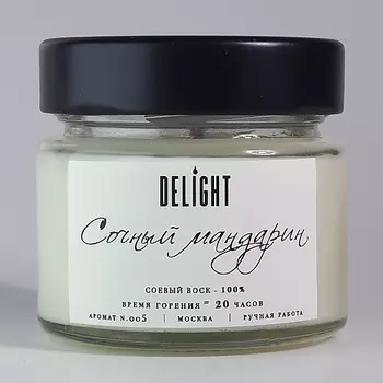 DELIGHT DELGHT Свеча ароматическая с деревянным фитилем для дома "Сочный мандарин" 100.0