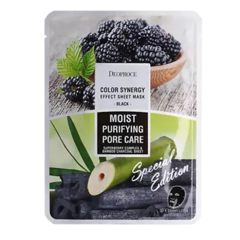 DEOPROCE Увлажняющая и очищающая тканевая маска для лица с экстрактом ягод и бамбуковым углём 20.0