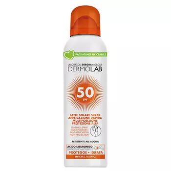 DEBORAH DERMOLAB Солнцезащитное молочко-спрей для лица и тела Sun Milk Spray Multi-Position Fast Application High Protection Spf 50