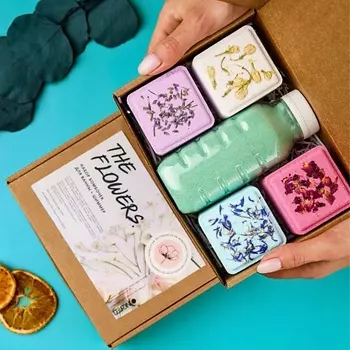 DEWPOINT Большие натуральные бомбочки для ванны с цветами и шиммером 5.0