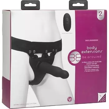 DOC JOHNSON Универсальный полый вибрострапон с пультом ДУ Body Extensions™ - BE Aroused 1.0
