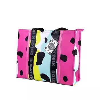 DOLCE MILK Сумка-шоппер женская, Cow spots pink-green