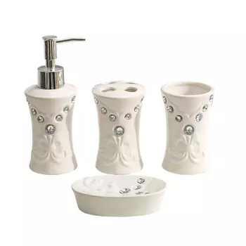 ДОЛЯНА Набор аксессуаров для ванной комнаты Доляна «Стразы. Капельки»