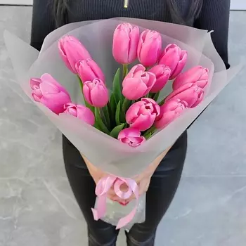 ДОМ ЦВЕТОВ АННЫ БАКАЛОВОЙ 15 розовых тюльпанов