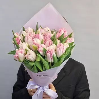 ДОМ ЦВЕТОВ АННЫ БАКАЛОВОЙ Букет из 15 розовых пионовидных тюльпанов