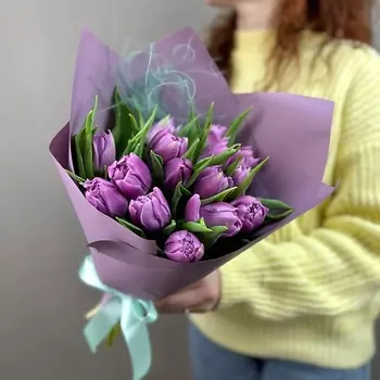 ДОМ ЦВЕТОВ АННЫ БАКАЛОВОЙ Монобукет из 15 пионовидных тюльпанов Дабл Прайс