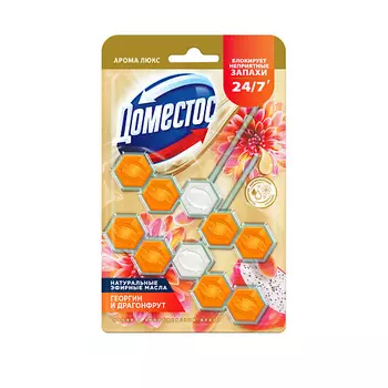 DOMESTOS Блок для очищения унитаза POWER 5 ЭКЗОТИЧЕСКИЙ БУКЕТ Дуо