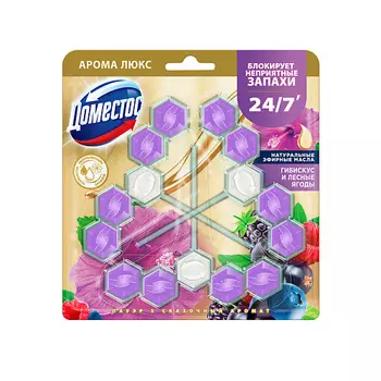 DOMESTOS Блок для очищения унитаза POWER 5+ СКАЗОЧНЫЙ АРОМАТ Трио