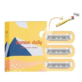 DOMON DOLLY Cменные кассеты 5 лезвий для бритвы с увлажняющими полосками, 3 шт.