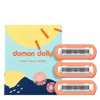 DOMON DOLLY Cменные кассеты 5 лезвий для бритвы Peach, Lemon и Venus с увлажняющими полосками, 3 шт.
