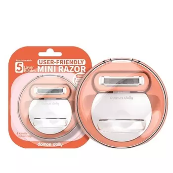 DOMON DOLLY Женская бритва Peach,станок и 1 сменная кассета, 5 лезвий, в футляре