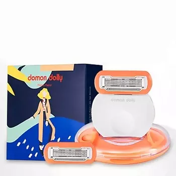 DOMON DOLLY Женская бритва Peach,станок и 2 сменные кассеты, 5 лезвий, в футляре