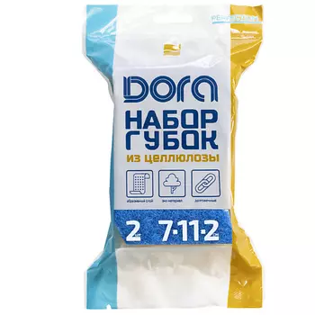 DORA Губки целлюлозные с усиленным абразивом "Волна"
