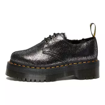 DR. MARTENS Кроссовки Dr.Martens 1461 Faux Fur Lined Metallic Leather Platform Shoes Black