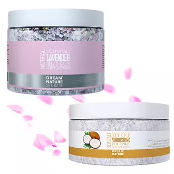 DREAM NATURE НАБОР средств для ванн SPA CARE: Соль и Скраб для тела "Питание и релакс"