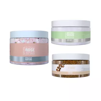 DREAM NATURE СПА-набор: Маска Увлажнение и питание, Скраб Антицеллюлитный, Соль с розой