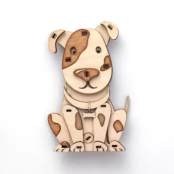 DROVO Деревянный конструктор 3D пазл Щенок ДРУЖОК 1.0