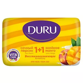DURU Туалетное крем-мыло 1+1 Сочный персик & Знойное манго 80.0