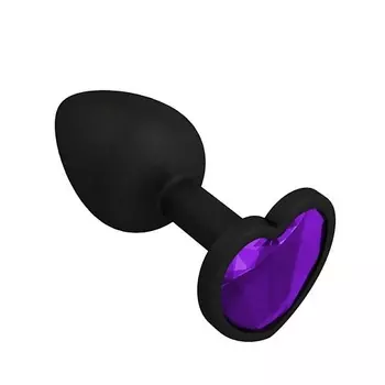 DЖАГА DЖАГА Анальная втулка силиконовая черная с кристаллом сердце