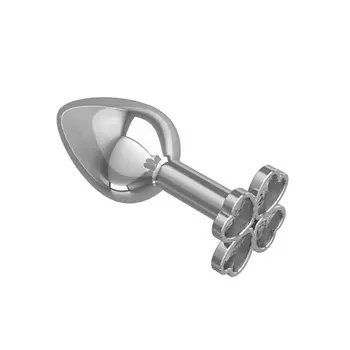 DЖАГА DЖАГА Анальная втулка Silver Клевер с кристаллом