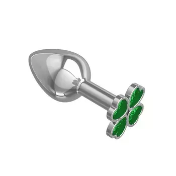 DЖАГА DЖАГА Анальная втулка Silver Клевер с кристаллом