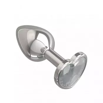 DЖАГА DЖАГА Анальная втулка Silver малая с кристаллом в форме сердца