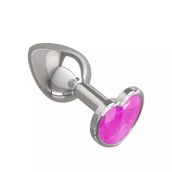 DЖАГА DЖАГА Анальная втулка Silver малая с кристаллом в форме сердца