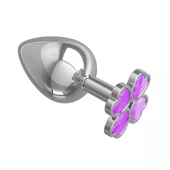 DЖАГА DЖАГА Большая анальная втулка Silver Клевер с кристаллом