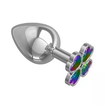 DЖАГА DЖАГА Большая анальная втулка Silver Клевер с кристаллом
