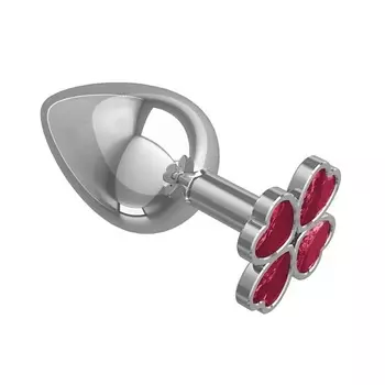 DЖАГА DЖАГА Большая анальная втулка Silver Клевер с кристаллом