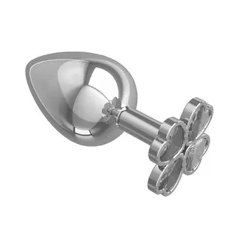 DЖАГА DЖАГА Большая анальная втулка Silver Клевер с кристаллом