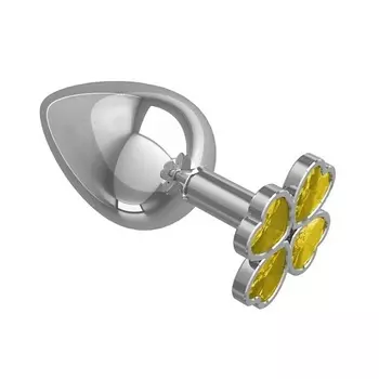 DЖАГА DЖАГА Большая анальная втулка Silver Клевер с кристаллом