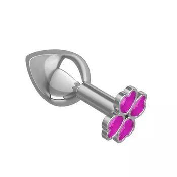 DЖАГА DЖАГА Средняя анальная втулка Silver Клевер с кристаллом