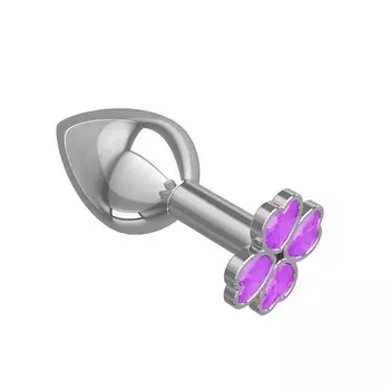 DЖАГА DЖАГА Средняя анальная втулка Silver Клевер с кристаллом