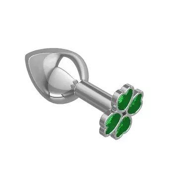 DЖАГА DЖАГА Средняя анальная втулка Silver Клевер с кристаллом