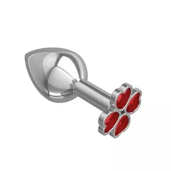 DЖАГА DЖАГА Средняя анальная втулка Silver Клевер с кристаллом